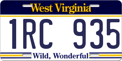 WV license plate 1RC935