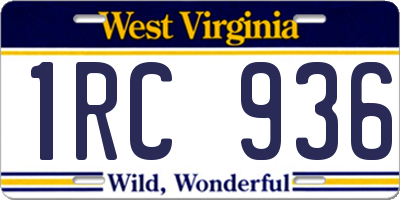 WV license plate 1RC936