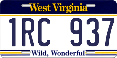 WV license plate 1RC937