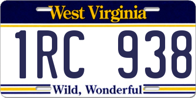 WV license plate 1RC938