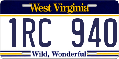 WV license plate 1RC940