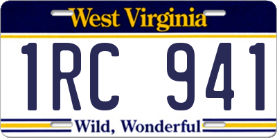 WV license plate 1RC941
