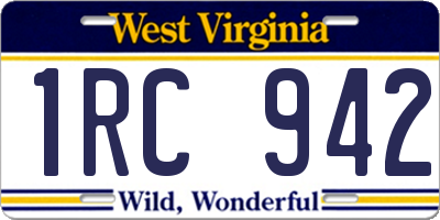 WV license plate 1RC942