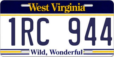 WV license plate 1RC944