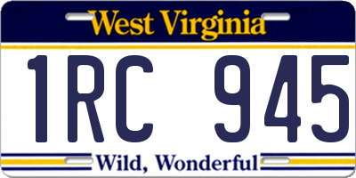 WV license plate 1RC945
