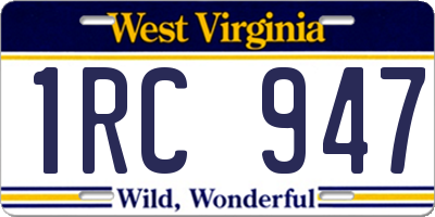 WV license plate 1RC947