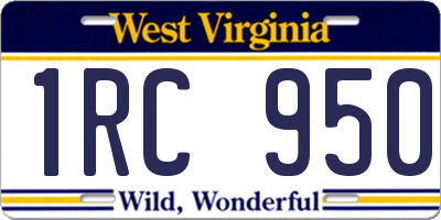 WV license plate 1RC950