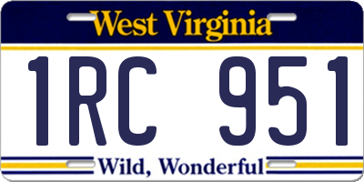 WV license plate 1RC951