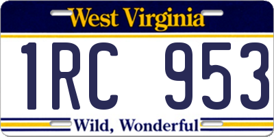 WV license plate 1RC953