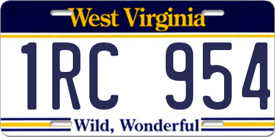 WV license plate 1RC954