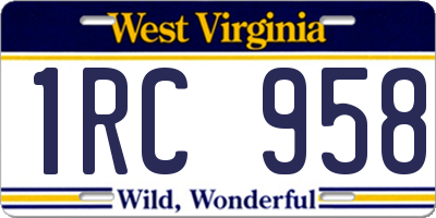 WV license plate 1RC958