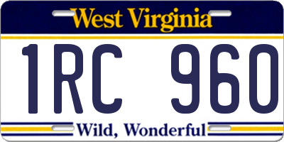 WV license plate 1RC960