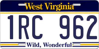 WV license plate 1RC962