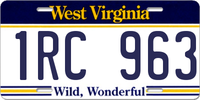 WV license plate 1RC963