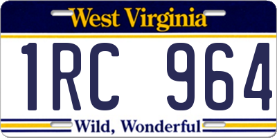 WV license plate 1RC964