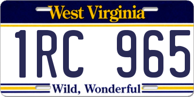 WV license plate 1RC965
