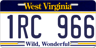 WV license plate 1RC966