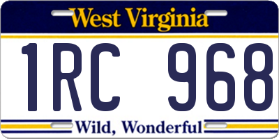 WV license plate 1RC968