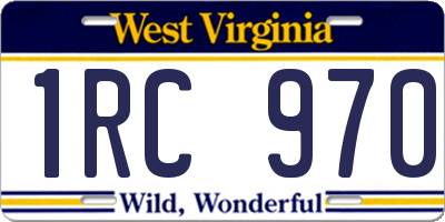 WV license plate 1RC970