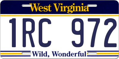 WV license plate 1RC972