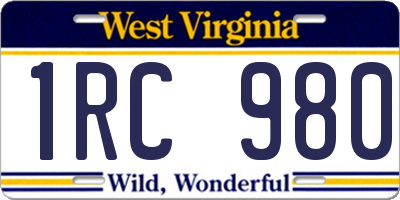 WV license plate 1RC980