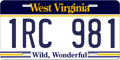 WV license plate 1RC981