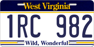WV license plate 1RC982