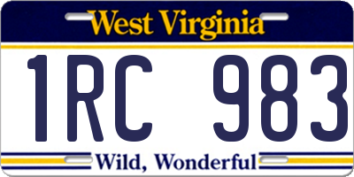 WV license plate 1RC983
