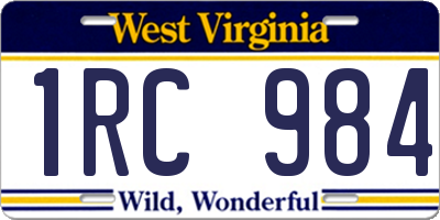 WV license plate 1RC984