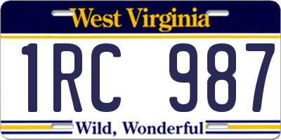 WV license plate 1RC987