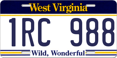 WV license plate 1RC988