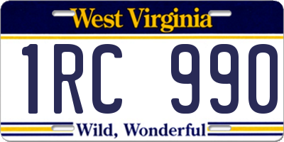 WV license plate 1RC990