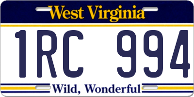 WV license plate 1RC994
