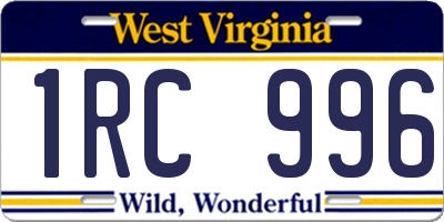 WV license plate 1RC996