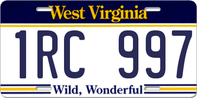 WV license plate 1RC997