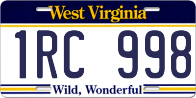 WV license plate 1RC998