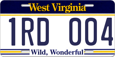 WV license plate 1RD004