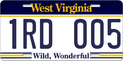 WV license plate 1RD005
