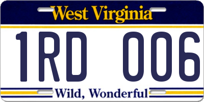WV license plate 1RD006