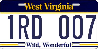 WV license plate 1RD007