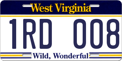 WV license plate 1RD008