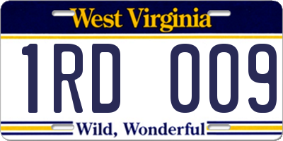 WV license plate 1RD009