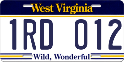 WV license plate 1RD012