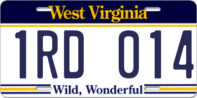 WV license plate 1RD014