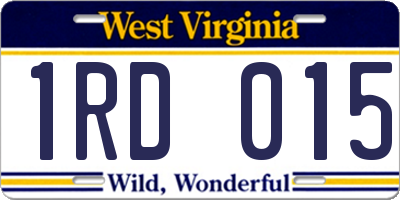 WV license plate 1RD015