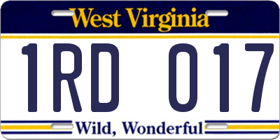 WV license plate 1RD017