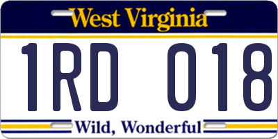 WV license plate 1RD018