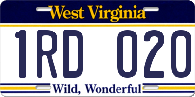 WV license plate 1RD020