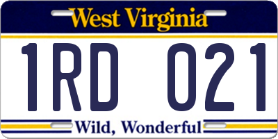 WV license plate 1RD021