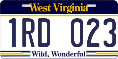 WV license plate 1RD023